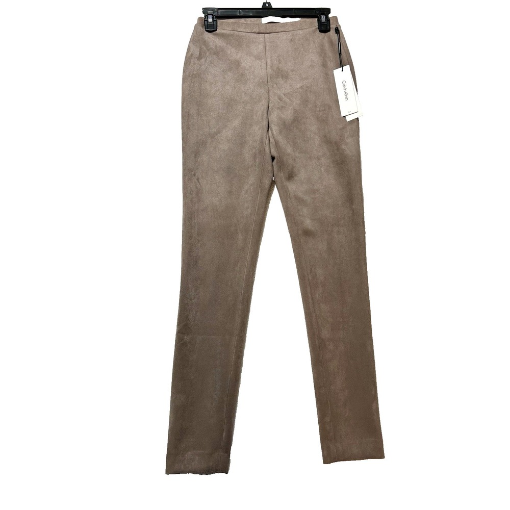 Calvin Klein Faux Suede Tan Size 2 Pants NEW (B1)